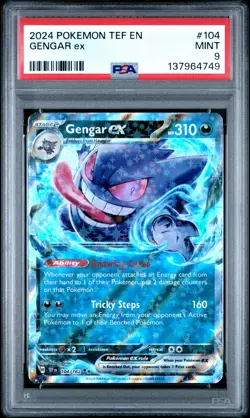 2024 POKEMON TEF EN-TEMPORAL FORCES #104 GENGAR EX PSA 9 - Image 1