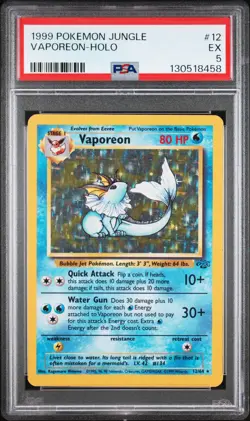 1999 POKEMON JUNGLE #12 VAPOREON-HOLO PSA 5 - Image 1