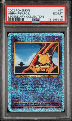 2002 POKEMON LEGENDARY COLLECTION #67 ABRA-REVERSE FOIL PSA 6 - Image 1
