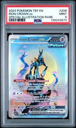 2024 POKEMON TEF SPECIAL ILLUSTRATION RARE #206 IRON CROWN EX PSA 9 - Image 1