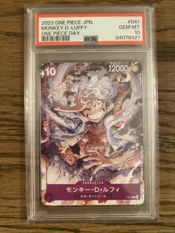 PSA 10 GEM MINT JAPANESE ONE PIECE 2024 MONKEY D. LUFFY P-041 ST18 DAY - Image 1