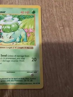 Pokemon Card - Shadowless Bulbasaur 1999 WOTC Base Set 44/102 - NM - Image 4