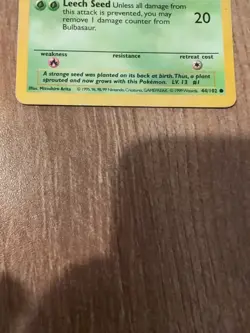 Pokemon Card - Shadowless Bulbasaur 1999 WOTC Base Set 44/102 - NM - Image 5