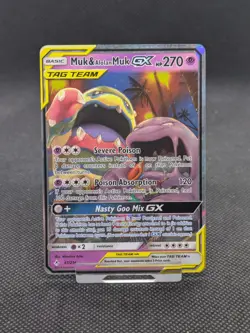 Muk & Alolan Muk GX 61/214.Unbroken Bonds Tag Team Holo Rare Pokemon Card NM - Image 1