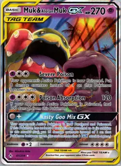 Pokemon TCG Muk & Alolan Muk-GX 61/214 Unbroken Bonds Holo NM - Image 1