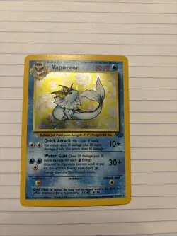 💥 VAPOREON | Pokemon TCG 1999 | (Jungle Set) Holo Foil Rare Vintage # 12/64 - Image 1