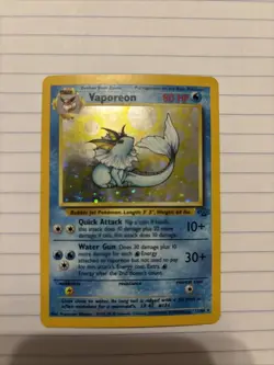 💥 VAPOREON | Pokemon TCG 1999 | (Jungle Set) Holo Foil Rare Vintage # 12/64 - Image 3