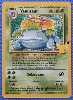 Pokemon Venusaur 15/102 Celebrations Classic Collection Holo 100 HP English Card - Image 1