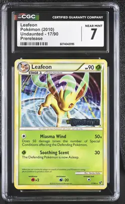 CGC 7 Leafeon 2010 Undaunted 17/90 Prerelease Pokemon Card - Image 1