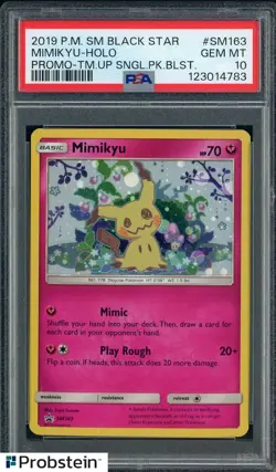 2019 POKEMON SM BLACK STAR PROMO #SM163 MIMIKYU-HOLO PROMO-TM.UP PSA 10 - Image 1