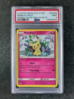 2019 Pokemon MIMIKYU #SM163 Black Star Promo SM Team Up Cosmos Holo PSA 9 - Image 1