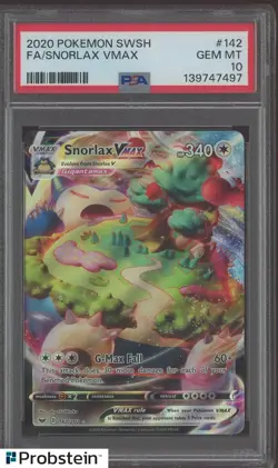 2020 Pokemon SWSH #142 FA Snorlax VMAX PSA 10 GEM MINT - Image 1