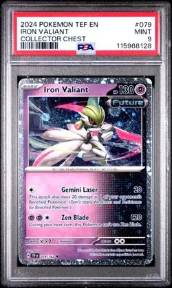 2024 Pokemon TEF EN Iron Valiant Collector Chest Cosmos Holo PSA 9 MINT #079 - Image 1