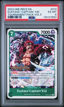 2023 ONE PIECE PROMOS TOURNAMENT PACK VOL.5 #013 EUSTASS "CAPTAIN" KID PSA 6 - Image 1