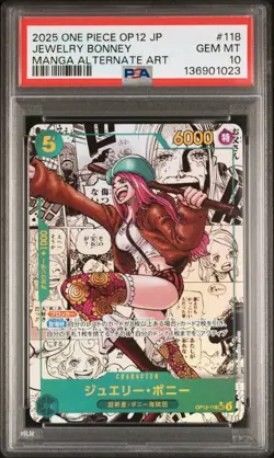 2025 ONE PIECE JAPANESE MANGA ALTERNATE ART OP12-118 JEWELRY BONNEY PSA 10 - Image 1