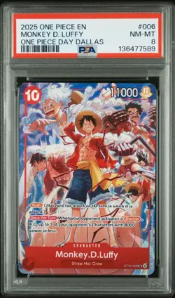 2025 ONE PIECE PROMOS ONE PIECE DAY DALLAS #006 MONKEY D. LUFFY PSA 8 FREE SHIP - Image 1