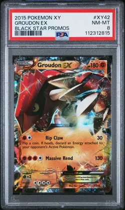 PSA 8 Groudon Ex XY42 2015 Pokemon Xy Black Star Promos 112312815 - Image 1