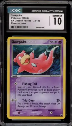 Pokemon Slowpoke EX Unseen Forces Reverse Holo #72 CGC 10 Gem Mint - Image 1