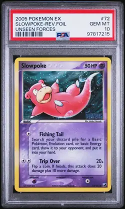 Pokemon Slowpoke EX Unseen Forces Reverse Holo #72 PSA 10 Gem Mint - Image 1