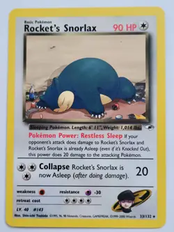Pokemon Rocket's Snorlax Card 033/132 Gym Heroes Regular - Image 1