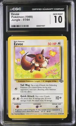 CGC 10 Eevee 51/64 Jungle Pokemon Card - Image 1