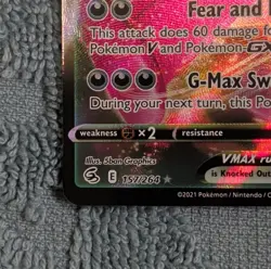 Pokemon Gengar VMAX 157/264 Fusion Strike Ultra Rare Full Art Holo 320 HP Card - Image 4