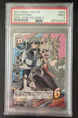 PSA 9 HA-DVD Katsuki Bakugo & Iida #002 Promo My Hero Academia Tag Card Game - Image 1