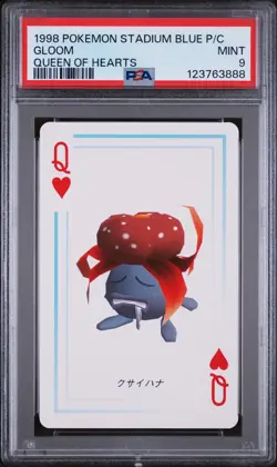 1998 POKEMON STADIUM BLUE VERSION PLAYING CARDS QUEEN OF HEARTS GLOOM PSA 9 - Image 1