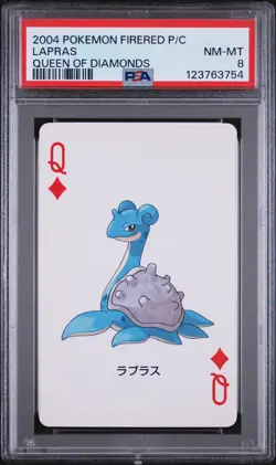 2004 POKEMON FIRERED VERSION PLAYING CARDS QUEEN OF DIAMONDS LAPRAS PSA 8 - Image 1