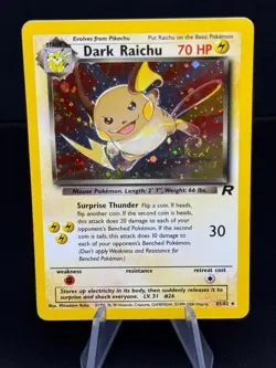 SWIRL 2000 Pokemon Team Rocket Dark Raichu Holo #83/82 - LP - Image 1
