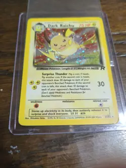 Pokemon Card 83/82 Dark Raichu Holo WOTC Vintage Team Rocket SWIRL HP - Image 1