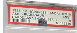 Ash & Bulbasaur EX10 Bandai Carddass Vending Series 4 Pokemon 1998 PSA 9 - Image 3