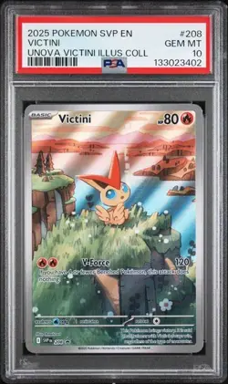 2025 Pokemon SVP 208 Victini PSA 10 Graded Illustration Rare Promo Unova 402 - Image 1