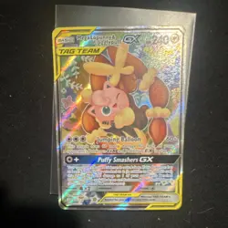 Pokemon Mega Lopunny & Jigglypuff GX TAG TEAM Full Art Holo SM Cosmic Eclipse 2. - Image 1