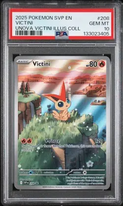 2025 Pokemon SVP 208 Victini PSA 10 Graded Illustration Rare Promo Unova 405 - Image 1