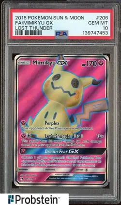 2018 Pokemon Sun & Moon Lost Thunder #206 FA Mimikyu GX PSA 10 GEM MINT - Image 1