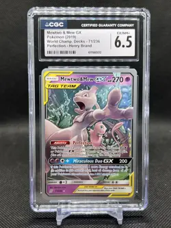 POKEMON 2019 WORLD CHAMPIONSHIP DECK MEWTWO & MEW GX TAG TEAM 71/236 CGC 6.5 - Image 1
