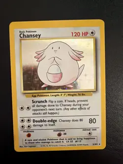 Pokemon TCG Chansey 003/102 Base Set Holo Unlimited - Image 1