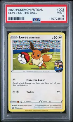 2020 POKEMON FUTSAL 002 EEVEE ON THE BALL PROMO PSA 9 - Image 1