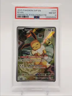 EEVEE 2025 POKEMON S & V PRISMATIC EVOLUTIONS ETB PROMO #173 PSA 8 Q0646 - Image 1