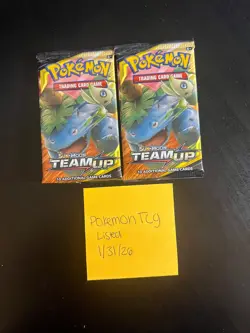 Pokemon TCG Sun & Moon Team Up Booster Packs (Lot of 2) Venusaur & Celebi Art - Image 1