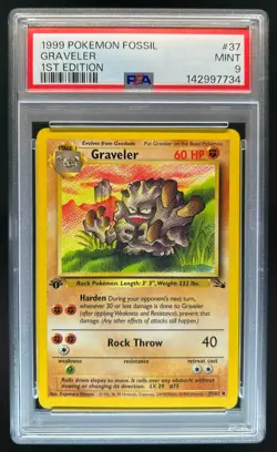 1999 Pokemon Fossil 1st Edition Graveler #37/62 PSA 9 - Image 1