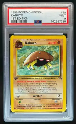 1999 Pokemon Fossil 1st Edition Kabuto #50/62 PSA 9 - Image 1