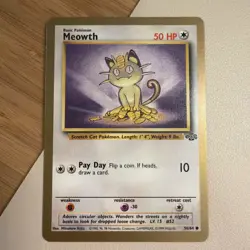 Meowth Gold Bordered Promo Jungle 56/64 LP English Pokemon - Image 1