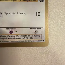 Meowth Gold Bordered Promo Jungle 56/64 LP English Pokemon - Image 3