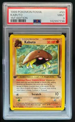 1999 Pokemon Fossil 1st Edition Kabuto #50/62 PSA 9 - Image 1