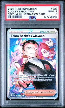 Pokemon Destined Rivals Team Rocket's Giovanni 238/182 SIR Holo PSA 8 - Image 1