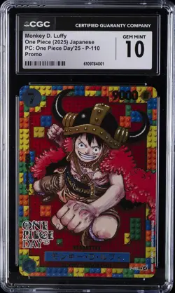 2025 ONE PIECE JPN PC: ONE PIECE DAY '25 PROMO MONKEY D. LUFFY CGC 10 GEM MINT - Image 1