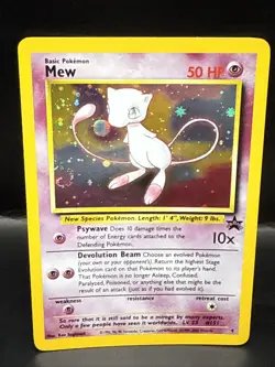 Pokemon TCG Mew 2000 WOTC Black Star Promo 9 Holo League Pokemon Card E Swirl - Image 1