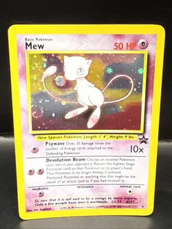Pokemon TCG Mew 2000 WOTC Black Star Promo 9 Holo League Pokemon Card E Swirl - Image 2